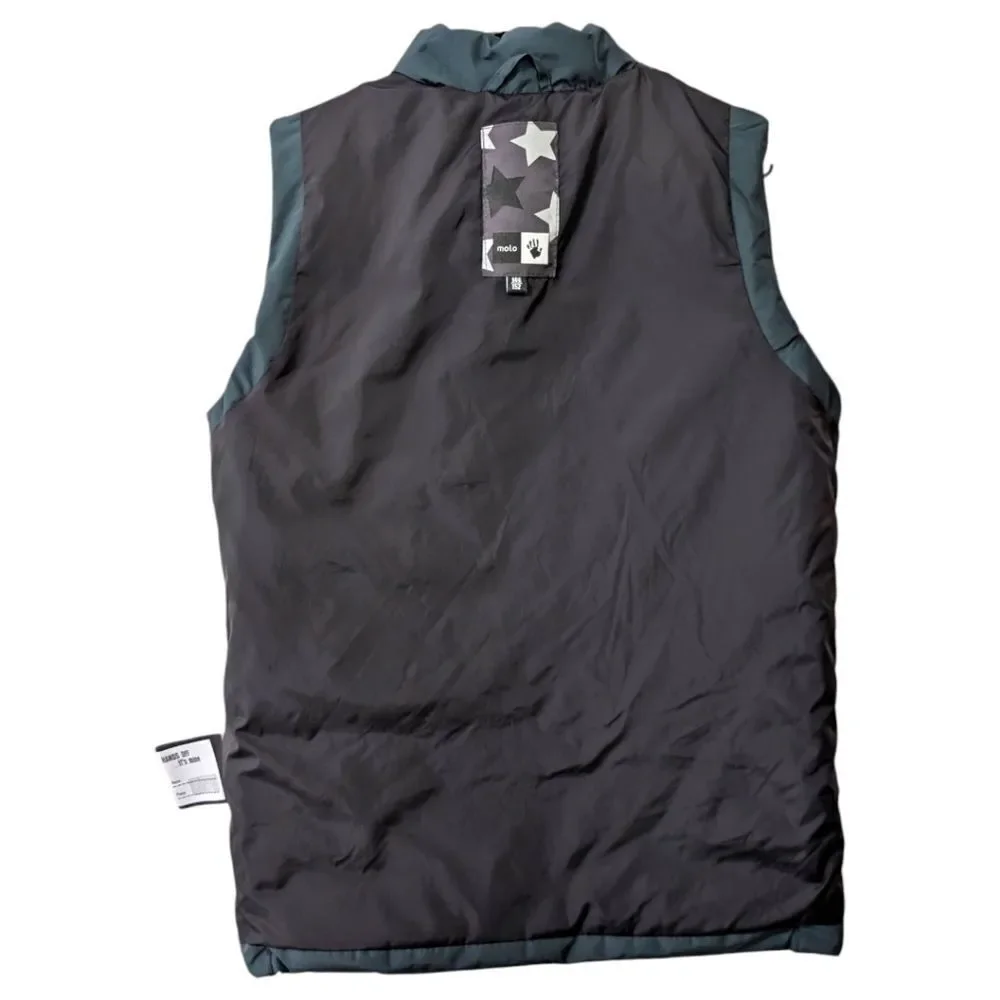 Molo Kids' 11-12 Year Old Dark Green Quilted Puffer Vest Zip Up